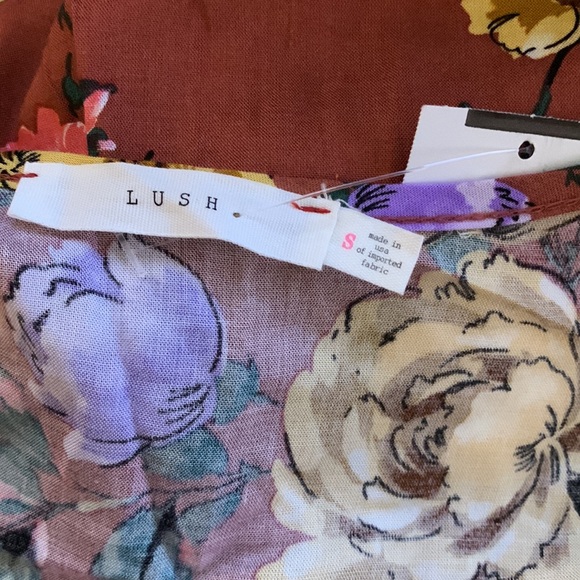 LUSH Rust Floral Print Wrap Dress size Small - Picture 6 of 6